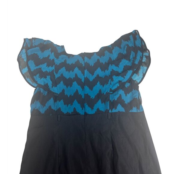 Alyx Chevron Flutter Sleeve Dress Women's 16W Blue & Black Knee Length - Picture 3 of 7